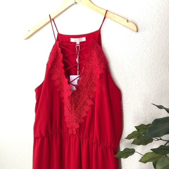 NWT Wayf Red Maxi Dress With Slit - Picture 2 of 8